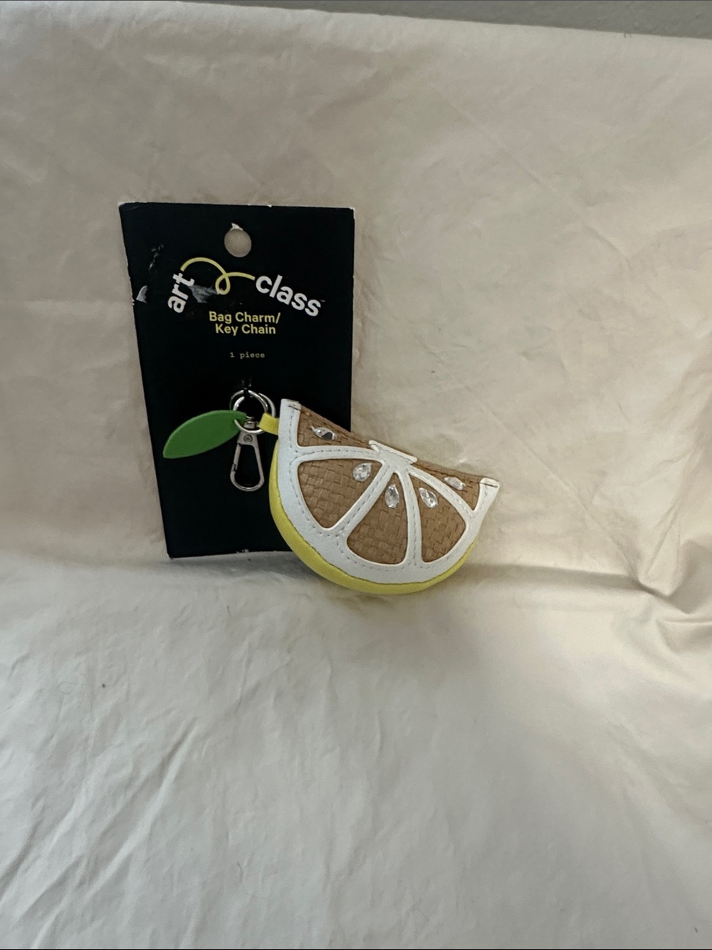 art class Lemon Slice Bag Charm Key Chain - Yellow, White, Green, Tan NWT